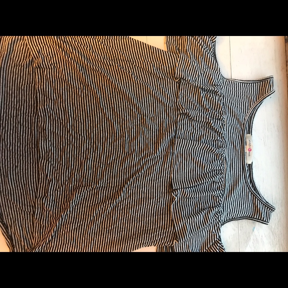 Black and white off the shoulder shirt